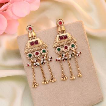 Rani & green color matte gold earrings 1