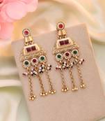 Rani & green color matte gold earrings