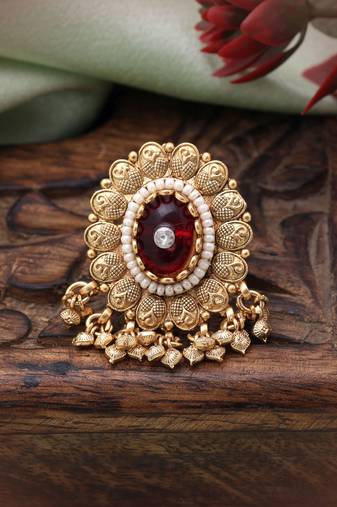 Red color matte gold rings