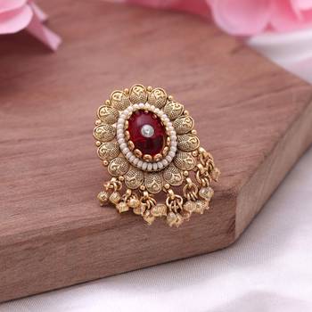 Red color matte gold rings 2