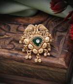 Green color matte gold rings