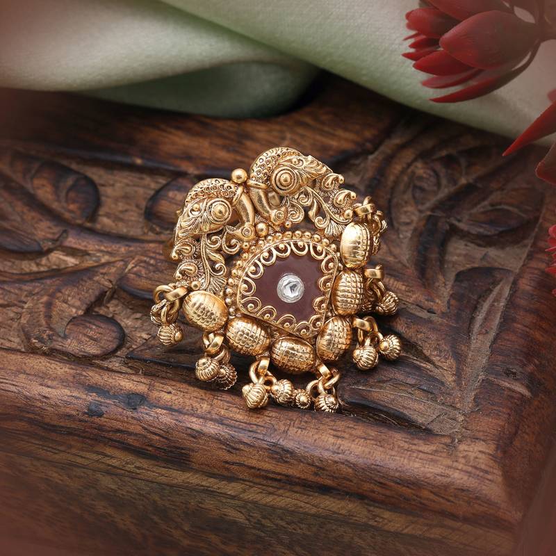 Pink color matte gold rings