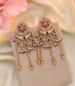 Rani & green color matte gold earrings