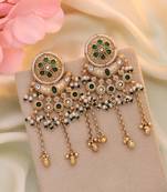 Green color matte gold earrings