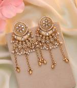 White color matte gold earrings
