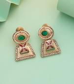 Maroon & green color matte gold earrings