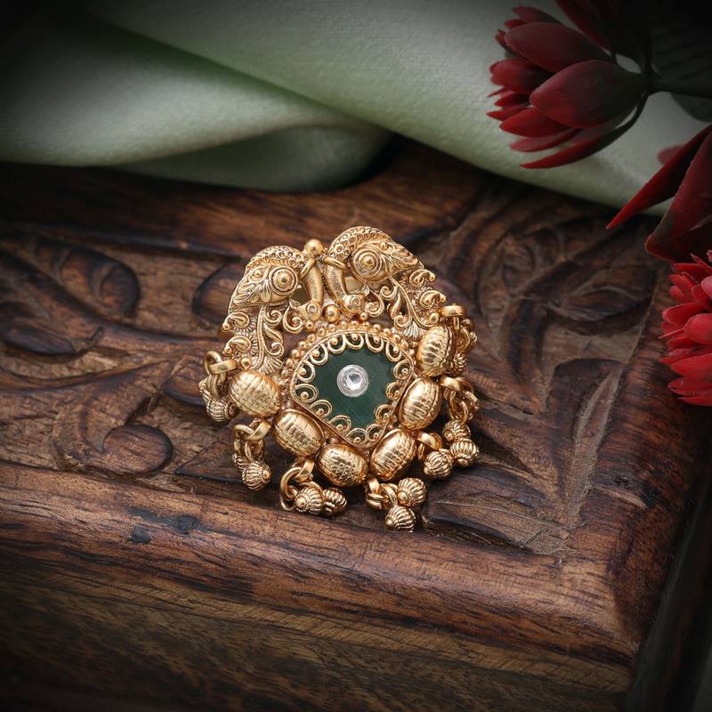 Pista green color matte gold rings