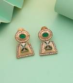 Green color matte gold earrings