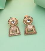 White color matte gold earrings