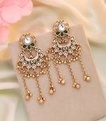 Green color matte gold earrings