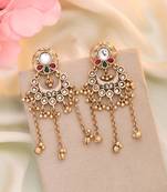 Rani & green color matte gold earrings