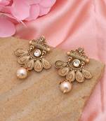 White color matte gold earrings