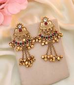 Rani & green color matte gold earrings