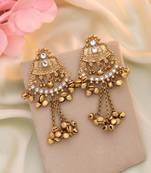 White color matte gold earrings