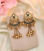 Green color matte gold earrings