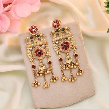 Rani & green color matte gold earrings 1
