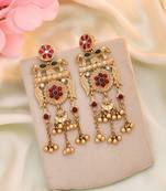 Rani & green color matte gold earrings