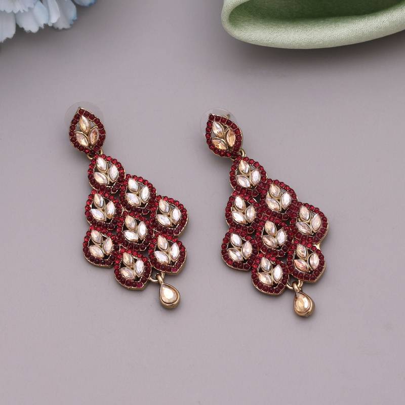 Magenta color antique earrings