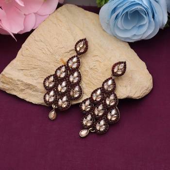 Maroon color antique earrings 1