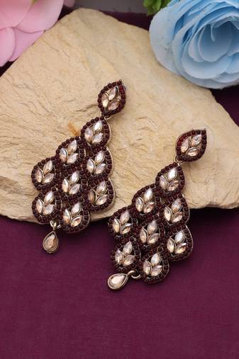Maroon color antique earrings