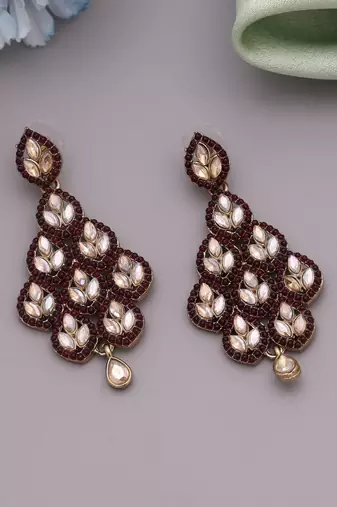 Maroon color antique earrings