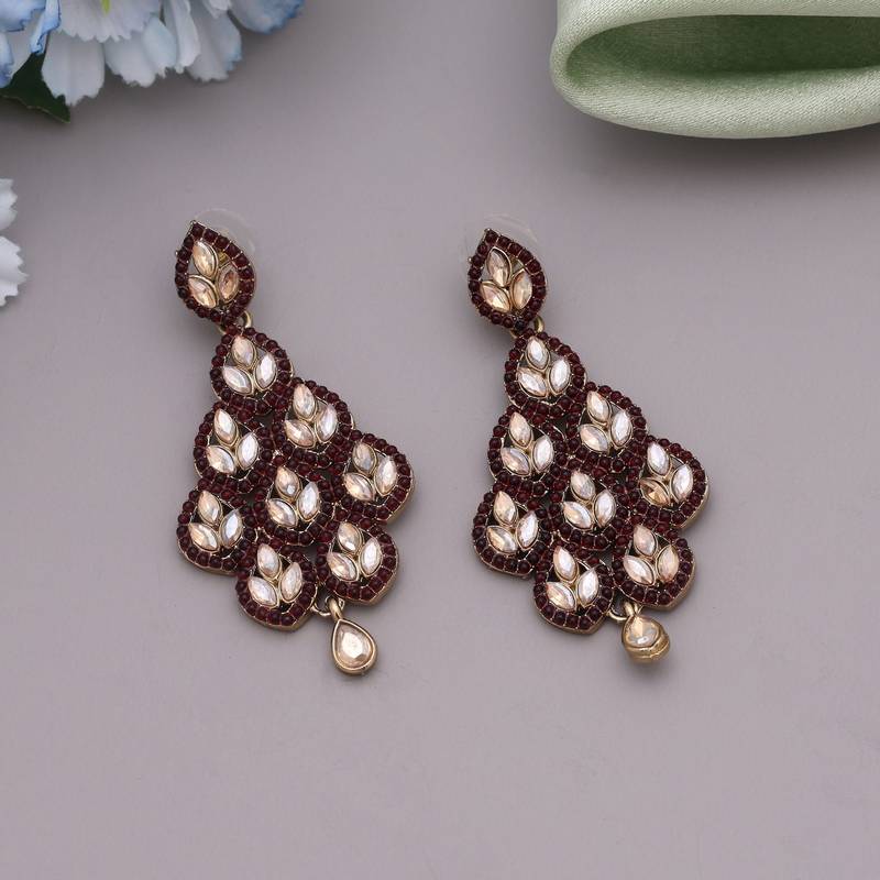 Maroon color antique earrings