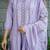 Lavender Cotton Palazzo Suit With Thread Embroidery