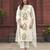 Cream Viscose Rayon Embroidered Straight Pant Suit
