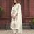 Cream Viscose Rayon Embroidered Straight Pant Suit
