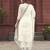 Cream Viscose Rayon Embroidered Straight Pant Suit