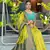 Lime Green Banarasi Silk Blend Saree with Teal Blue Zari Woven Border & Ethnic Motifs by Maharanga