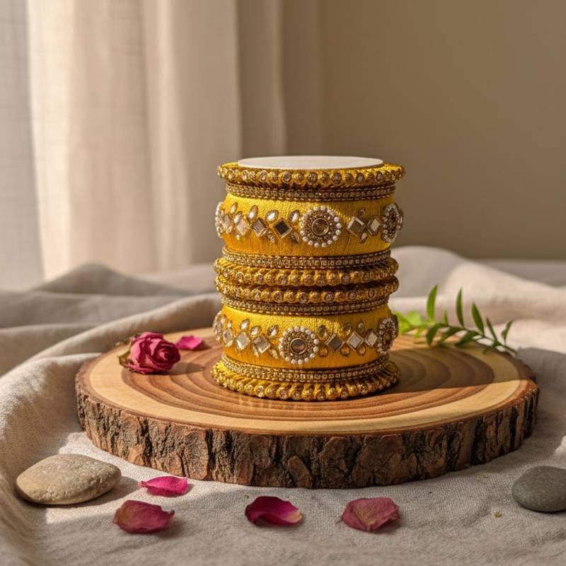 Yellow color 1 set of thread bangle