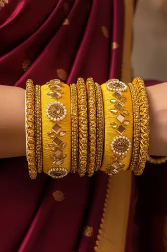 Yellow color 1 set of thread bangle