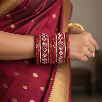 Maroon color 1 set of thread bangle 2