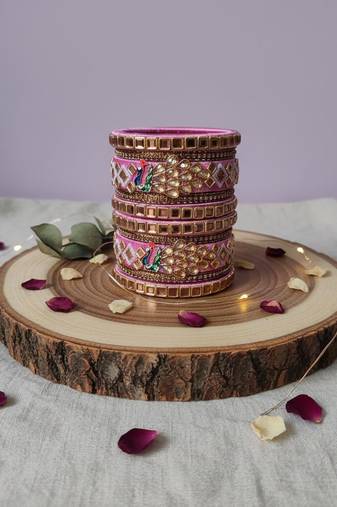 Pink color 1 set of thread bangle