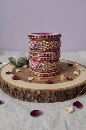 Pink color 1 set of thread bangle