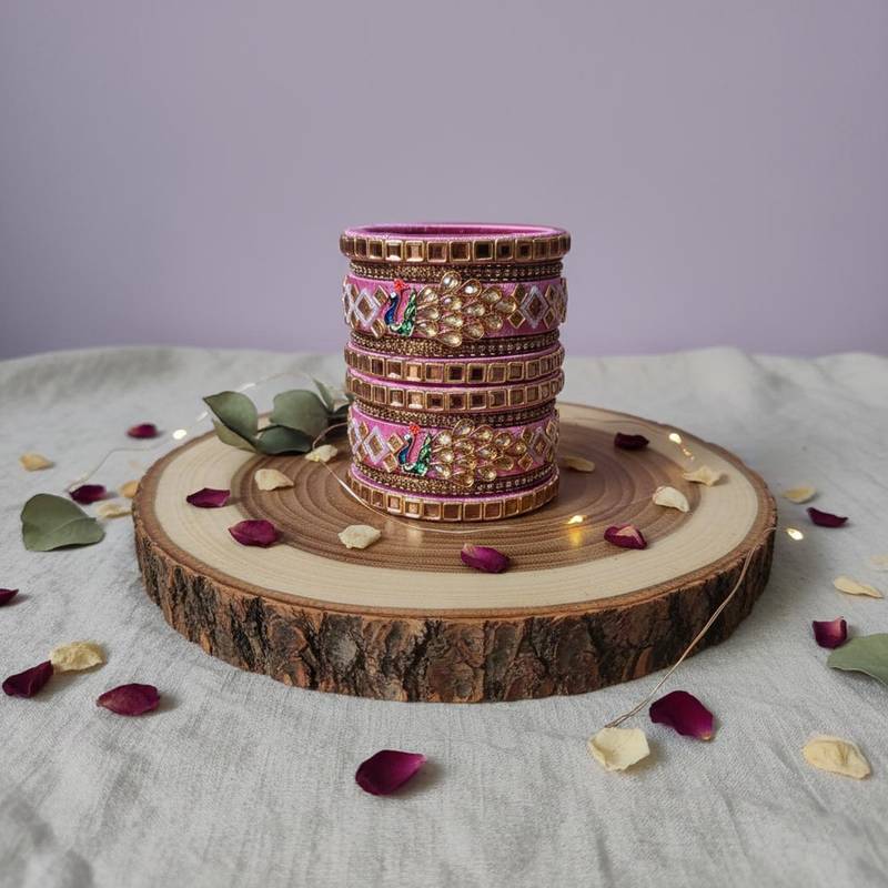 Pink color 1 set of thread bangle