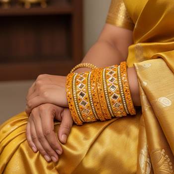 Yellow color 1 set of thread bangle 1