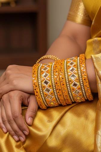 Yellow color 1 set of thread bangle