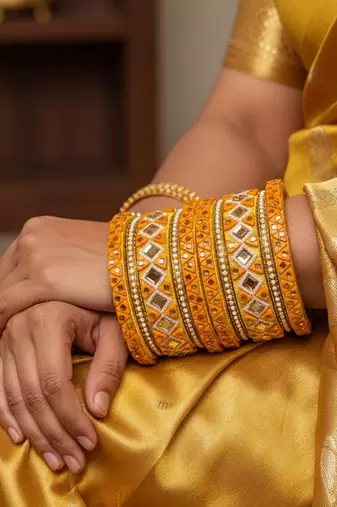 Yellow color 1 set of thread bangle