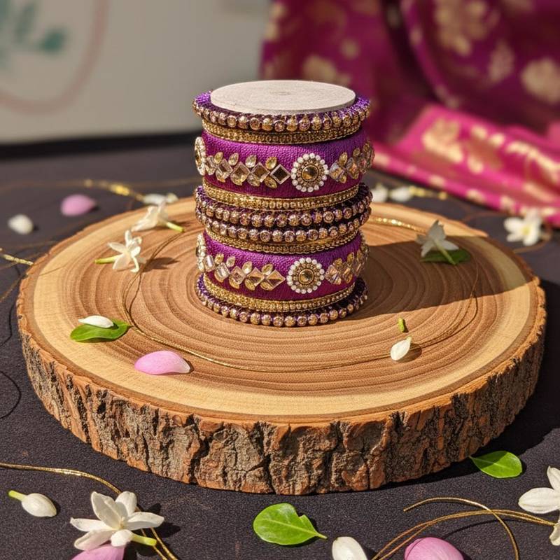 Purple color 1 set of thread bangle