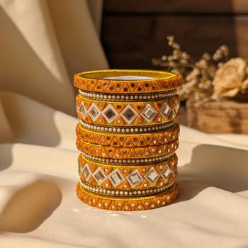 Yellow color 1 set of thread bangle 2