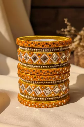Yellow color 1 set of thread bangle