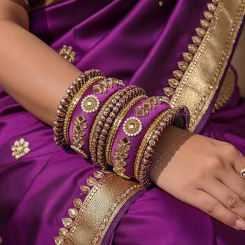 Purple color 1 set of thread bangle 2