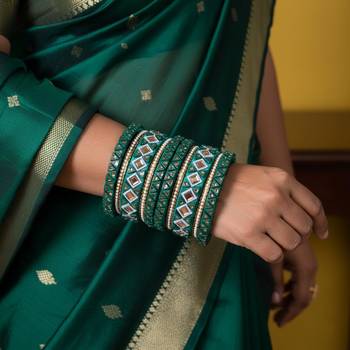 Green color 1 set of thread bangle 1