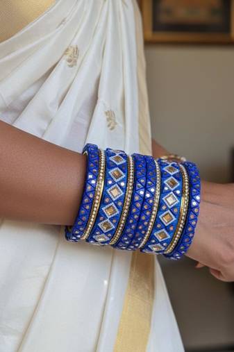 Blue color 1 set of thread bangle