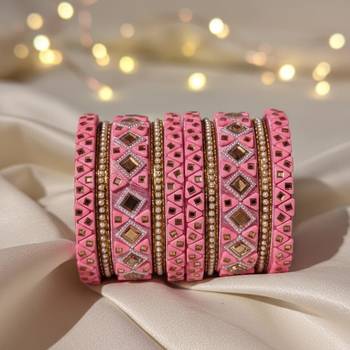 Pink color 1 set of thread bangle 2