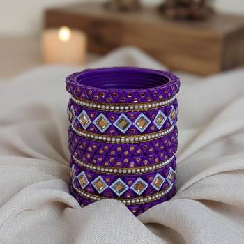Purple color 1 set of thread bangle 1