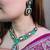 Gold plated kundan green stones necklace set