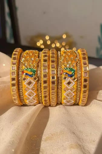 Yellow color 1 set of thread bangle